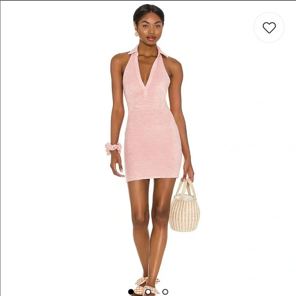 Lovers & Friends Tyler Mini Dress Candy Pink XS Revolve Mini Halter Preppy Terry - Picture 5 of 5